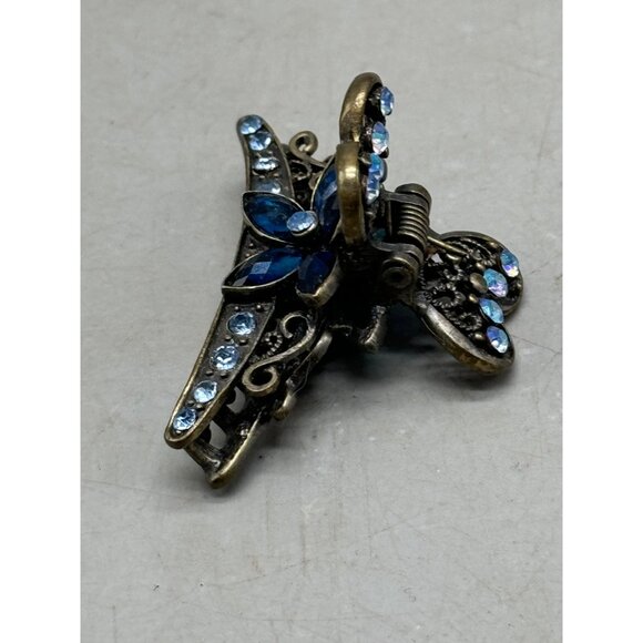 elegant floral metal hair clip blue heart butterfly blue embellished blue READ - Picture 3 of 6